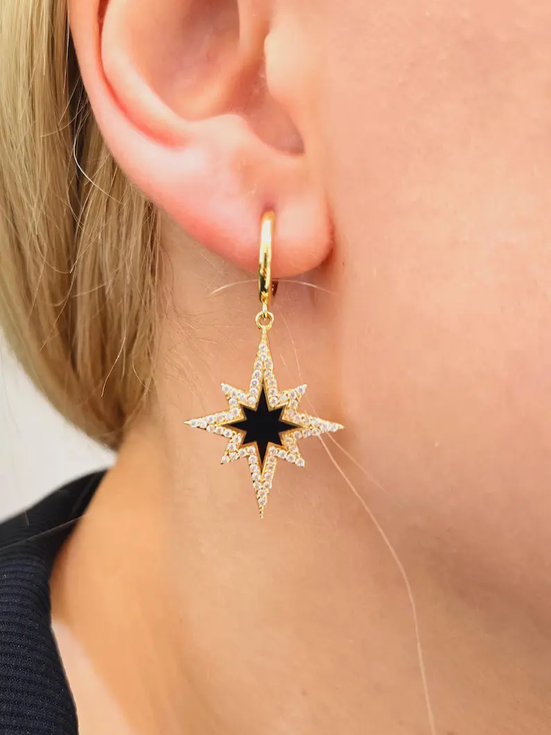 Black Star Earring - Görsel 2