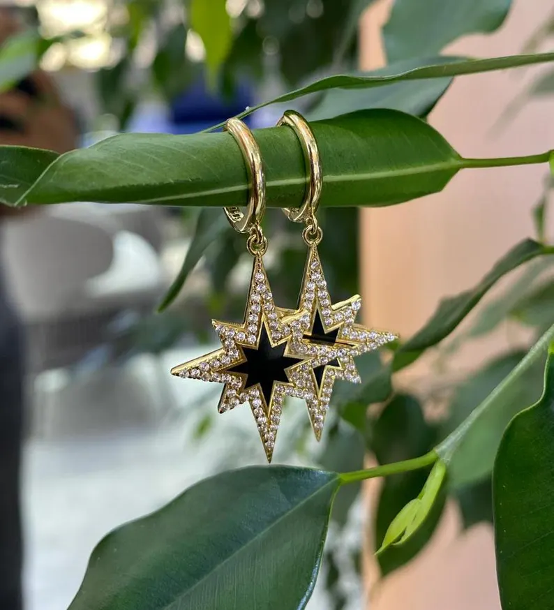 Black Star Earring - Görsel 6