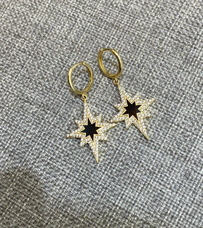 Black Star Earring - Görsel 5