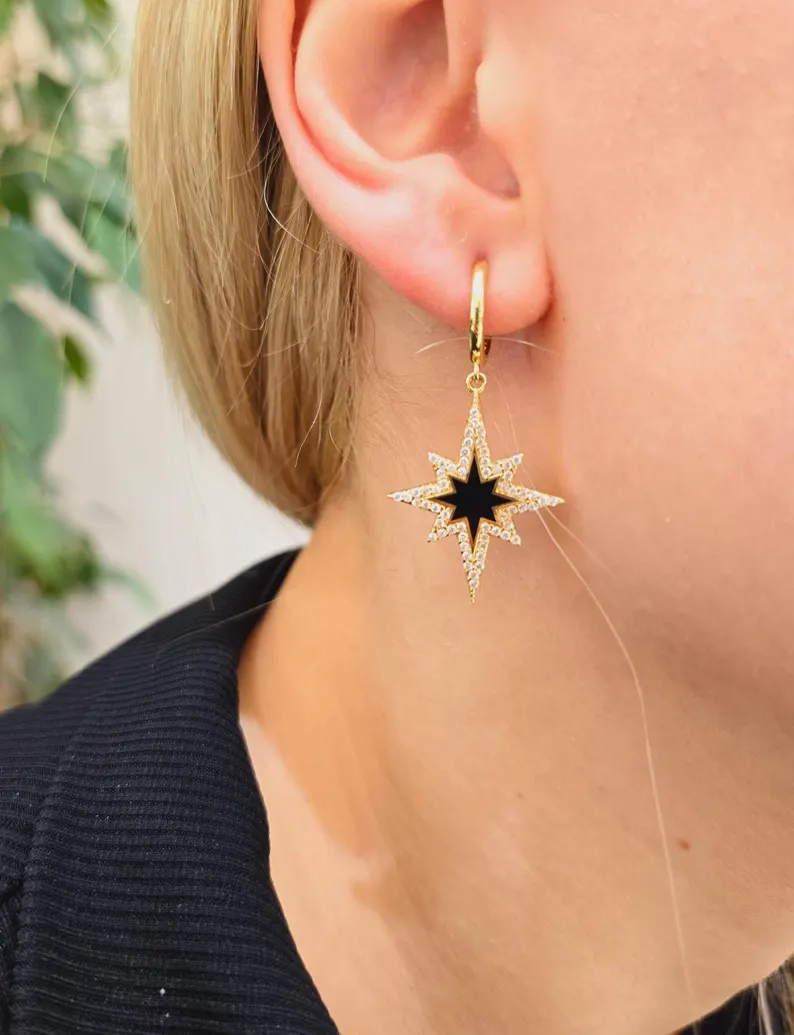 Black Star Earring - Görsel 4