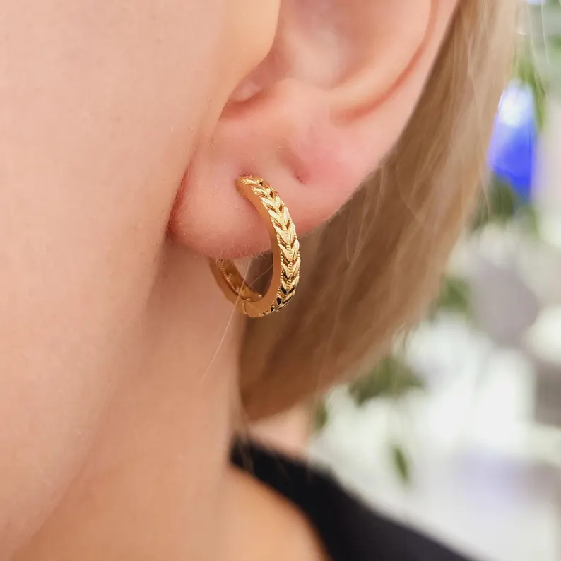 Knitted Textured Earring - Görsel 2