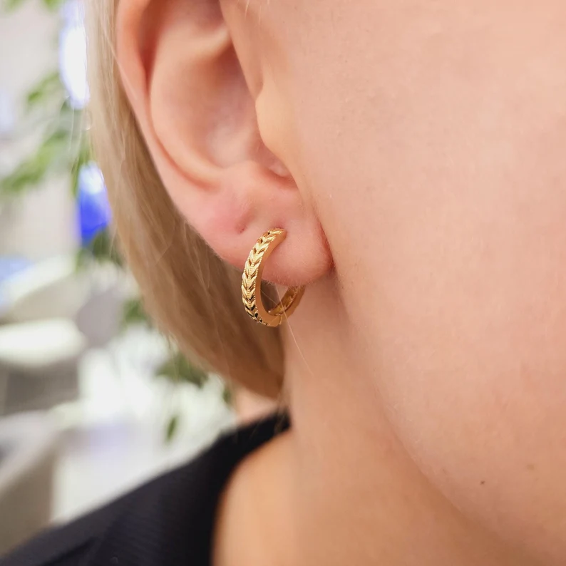 Knitted Textured Earring - Görsel 4