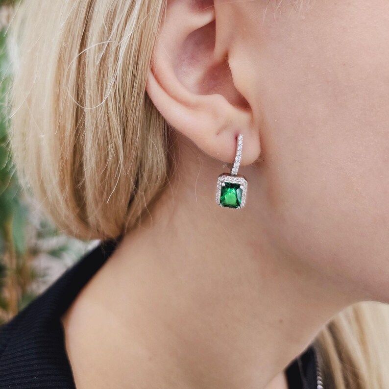 Emerald Green Drop Earring - Görsel 6