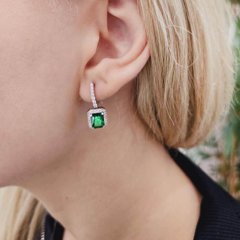 Emerald Green Drop Earring - Görsel 7