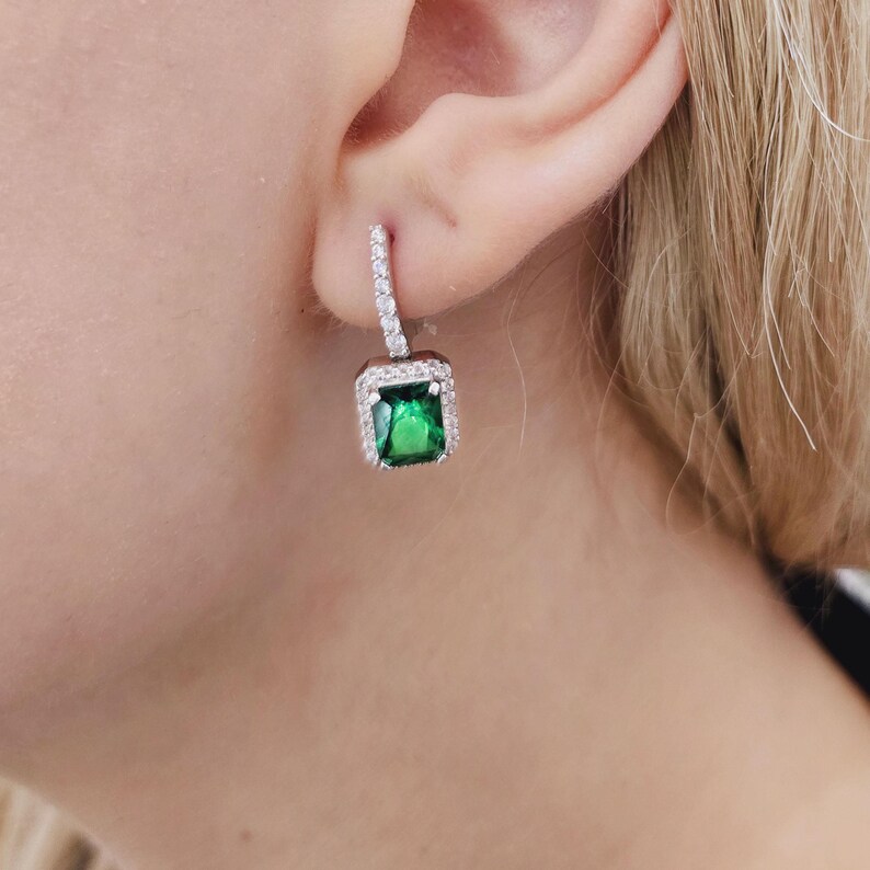 Emerald Green Drop Earring - Görsel 8